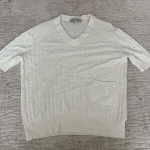 barbara lohmann cashmere 
cream/white cable knit short sleeve sweater
size xs